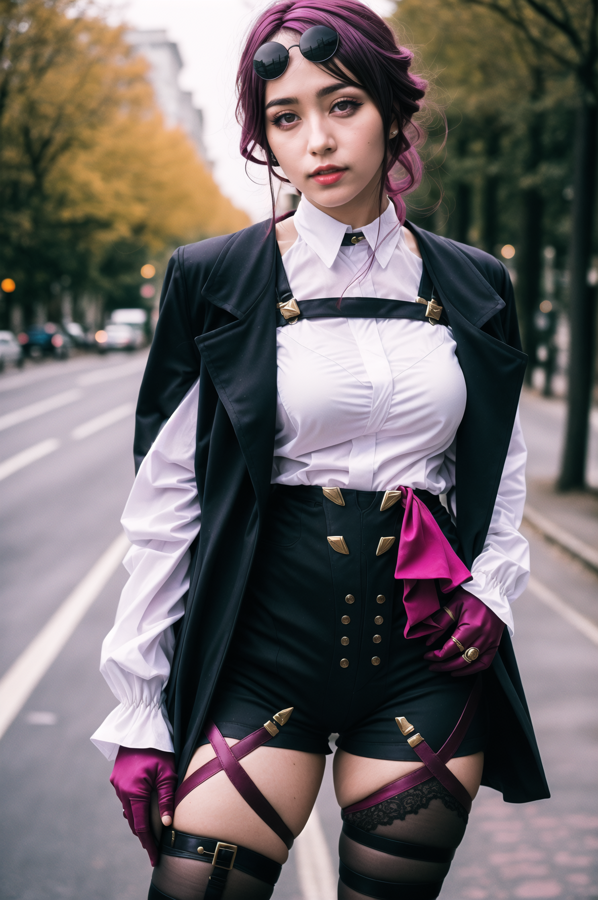 3978532318-4018526548-(realistic, photo, photorealistic, real life, cosplay_1.4), kafka _(honkai_ star rail_) , girl, arms behind back, ass visible th.png
